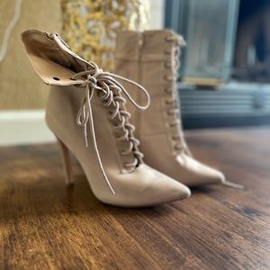 Tan boot lace up heels